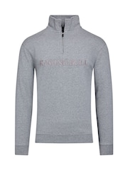 Raging Bull Grey Tonal Embroidered Quarter Zip Sweater - Image 3 of 4