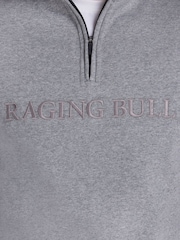 Raging Bull Grey Tonal Embroidered Quarter Zip Sweater - Image 4 of 4