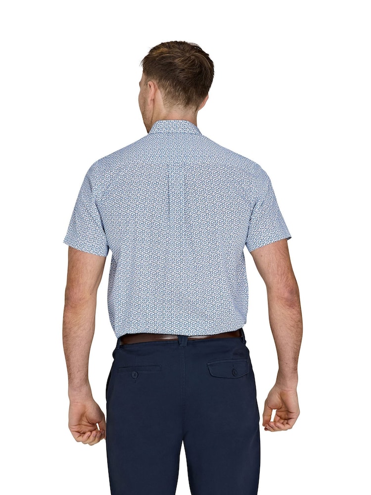 Raging Bull Short Sleeve Pentagon Pattern 100% Cotton Poplin White Shirt - Image 2 of 6