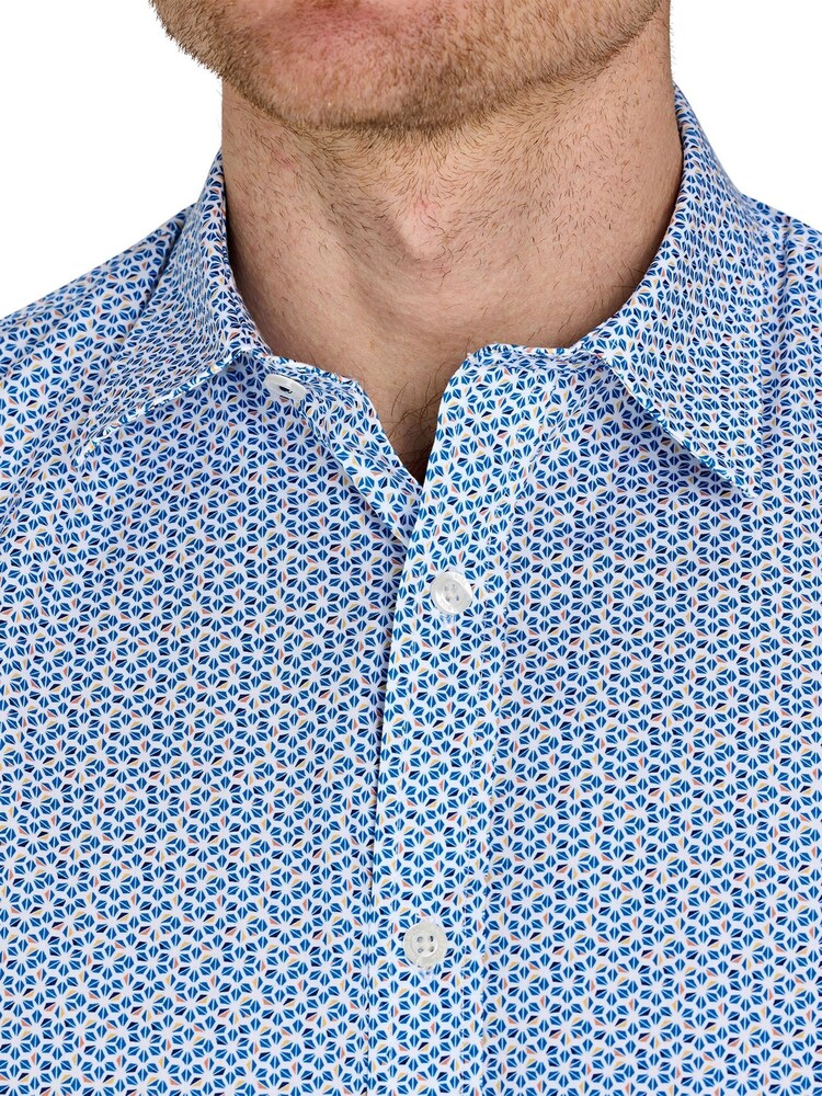 Raging Bull Short Sleeve Pentagon Pattern 100% Cotton Poplin White Shirt - Image 3 of 6