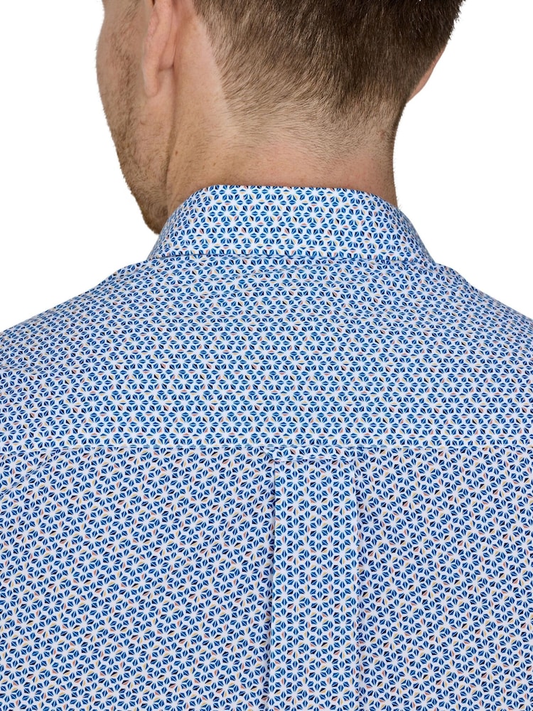 Raging Bull Short Sleeve Pentagon Pattern 100% Cotton Poplin White Shirt - Image 4 of 6