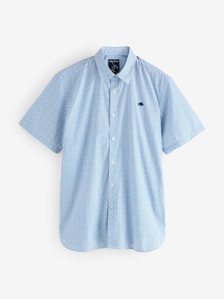 Raging Bull Short Sleeve Pentagon Pattern 100% Cotton Poplin White Shirt - Image 5 of 6
