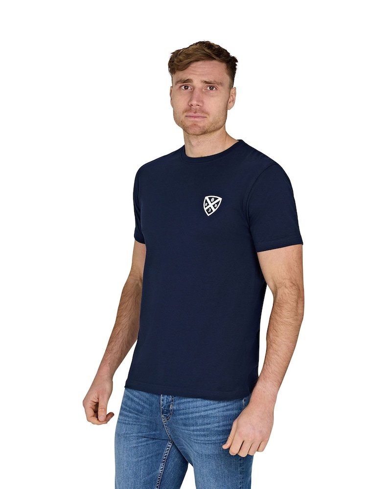 Raging Bull Blue 100% Cotton Rugby Club Back Print T-Shirt - Image 1 of 5