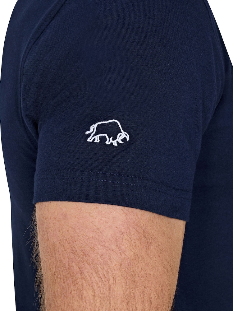 Raging Bull Blue 100% Cotton Rugby Club Back Print T-Shirt - Image 3 of 5