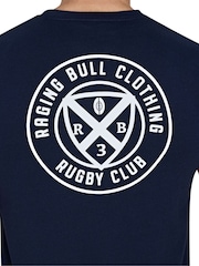 Raging Bull Blue 100% Cotton Rugby Club Back Print T-Shirt - Image 5 of 5