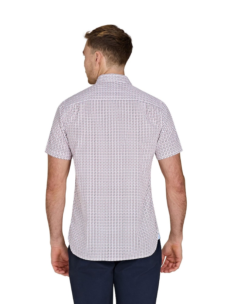 Raging Bull Short Sleeve Flower Geo 100% Cotton Poplin White Shirt - Image 2 of 5