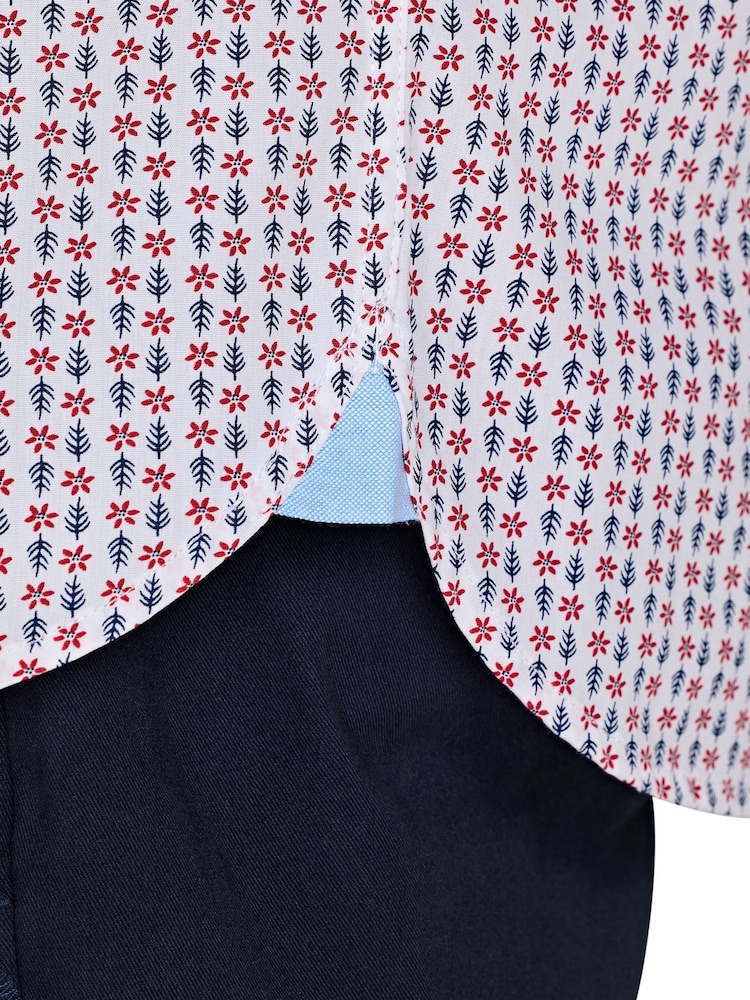 Raging Bull Short Sleeve Flower Geo 100% Cotton Poplin White Shirt - Image 5 of 5