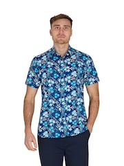 Raging Bull Blue Short Sleeve Blossom 100% Cotton Shirt - Image 2 of 6