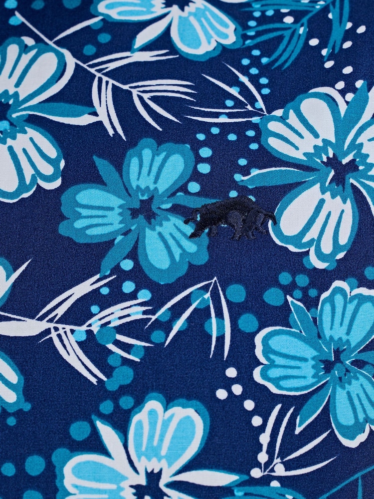 Raging Bull Blue Short Sleeve Blossom 100% Cotton Shirt - Image 5 of 6