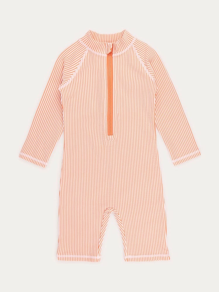 KIDLY Pink 3/4 Sleeve Seersucker Sunsuit - Image 1 of 4