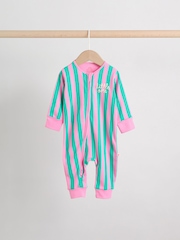 Multi Stripe Two Way Zip Baby Sleepsuits 3 Pack (0mths-3yrs) - Image 5 of 14