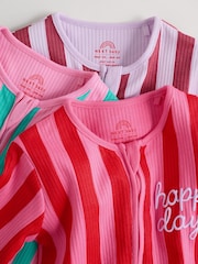 Multi Stripe Two Way Zip Baby Sleepsuits 3 Pack (0mths-3yrs) - Image 8 of 14