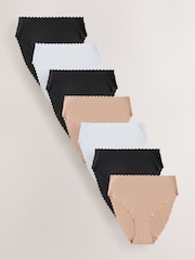 Black/White/Praline Nude Full Brief No VPL Scallop Knickers 7 Pack - Image 1 of 10