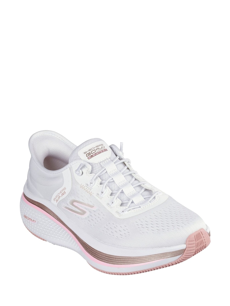 Blanco - Skechers White Go Run Elevate 2.0 Banyan Slip In Trainers - Imagen 2 de 3