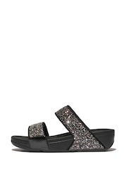 FitFlop Lulu 2 Bar Glitter Black Sandals - Image 2 of 6