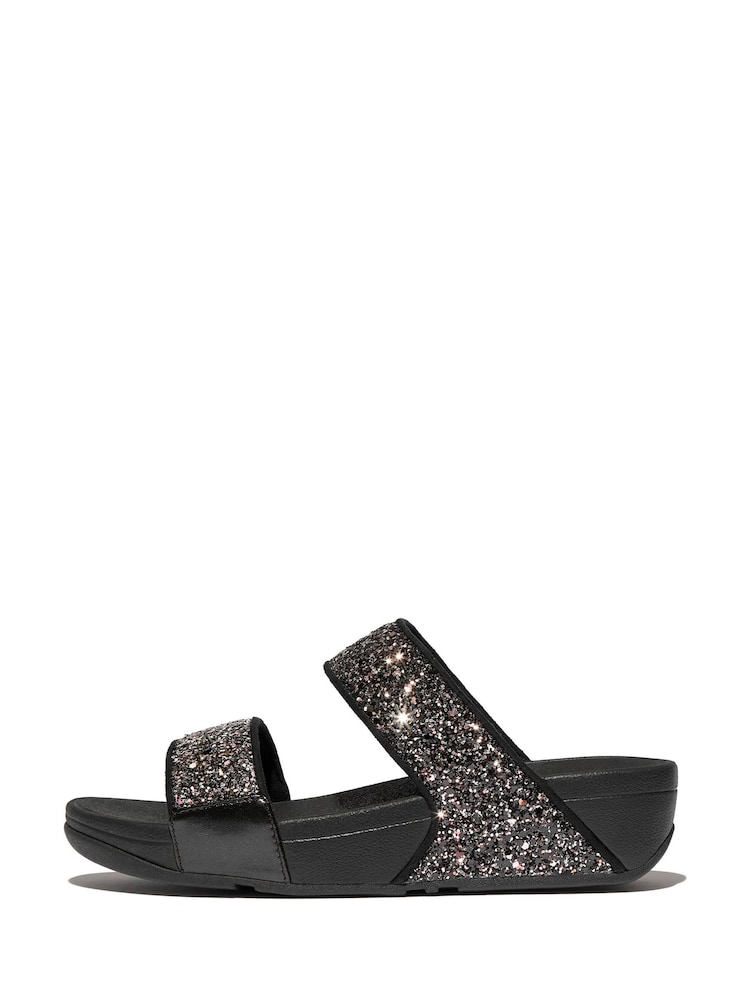 FitFlop Lulu 2 Bar Glitter Black Sandals - Image 2 of 6