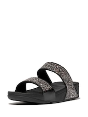 FitFlop Lulu 2 Bar Glitter Black Sandals - Image 3 of 6