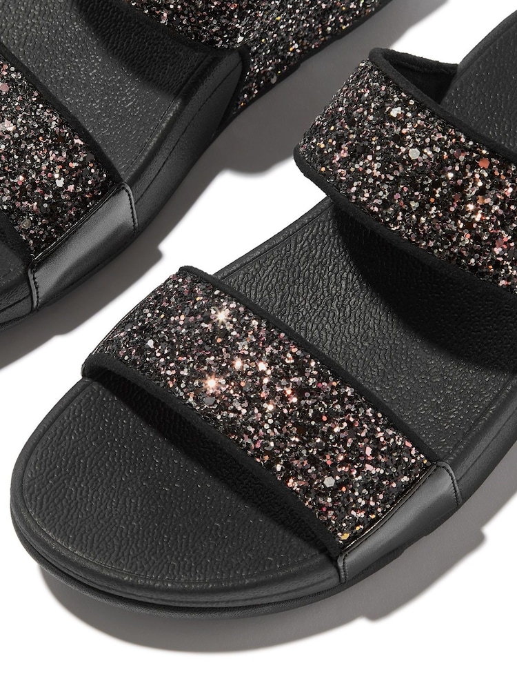 FitFlop Lulu 2 Bar Glitter Black Sandals - Image 6 of 6
