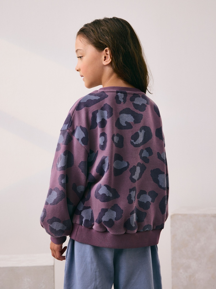Purple Animal Sequin Heart Sweatshirt (3-16yrs) - Image 2 of 4 Purple Animal Sequin Heart Sweatshirt (3-16yrs) - Image 2 of 4