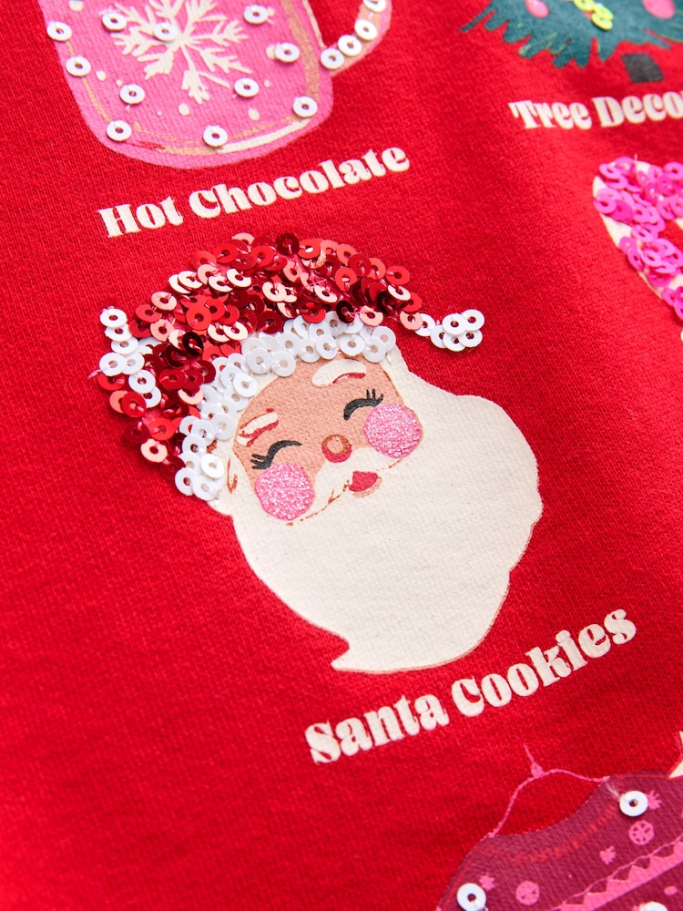 Red Tis the Season Festive Icons Christmas Jumper Sweatshirt (3-16yrs) - Image 5 of 5