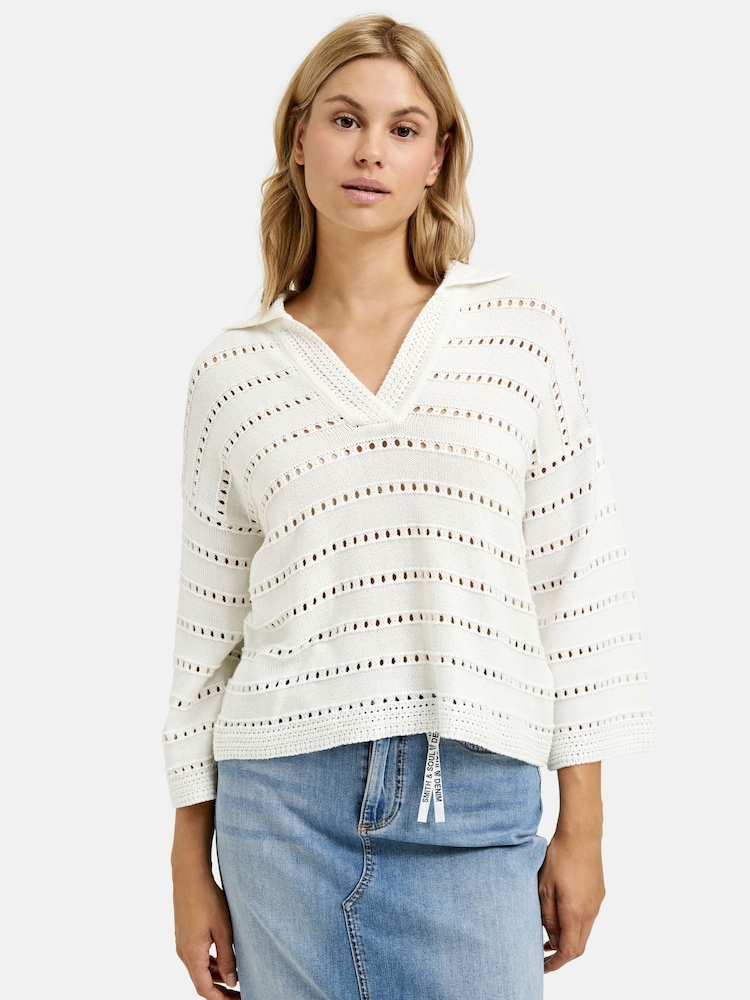 Smith & Soul Cream Crochet Pullover - Image 2 of 5 Smith & Soul Cream Crochet Pullover - Image 2 of 5