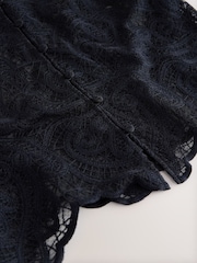 Black Paisley Lace V-Neck Blouse - Image 7 of 8