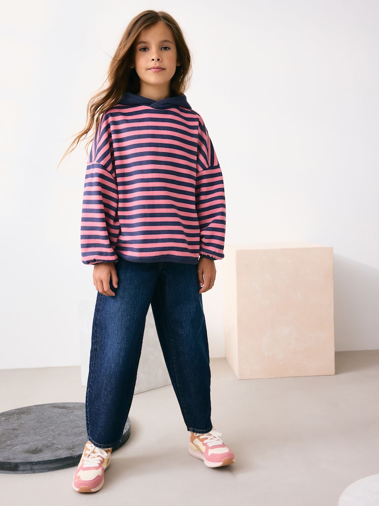 Pink/Navy Blue Stripe Hoodie (3-16yrs) - Image 2 of 5