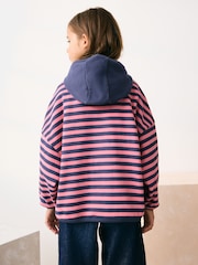Pink/Navy Blue Stripe Hoodie (3-16yrs) - Image 3 of 5