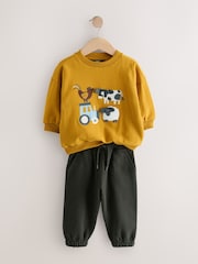 Ockergelb/Kohlefarben Farm - Sweatshirt und Jogginghose im Set (3 Monate bis 7 Jahre) - Bild 5 von 8