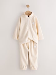Ecru Off White Fleece Half Zip Top and Joggers Set (3mths-7yrs) - Image 1 of 4