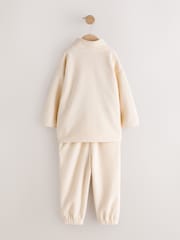 Ecru Off White Fleece Half Zip Top and Joggers Set (3mths-7yrs) - Image 2 of 4