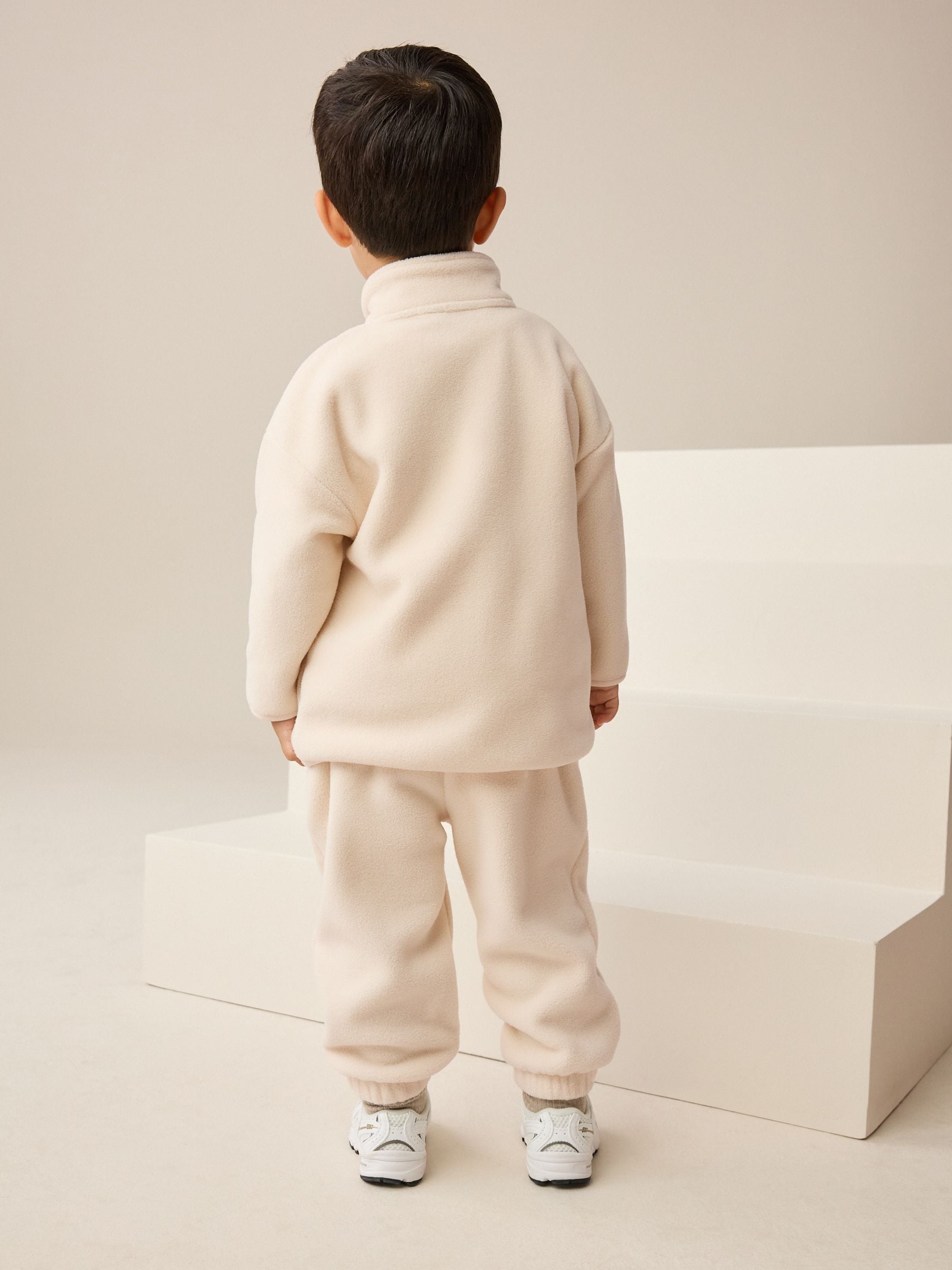 Buy Ecru Off White Fleece Half Zip Top and Joggers Set (3mths-7yrs