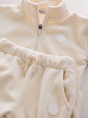Ecru Off White Fleece Half Zip Top and Joggers Set (3mths-7yrs) - Image 3 of 4