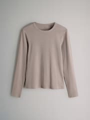 The Set Black/White/Grey Marl/Charcoal/Brown/Taupe Brown 7 Pack Long Sleeve Ribbed T-Shirts - Image 8 of 10