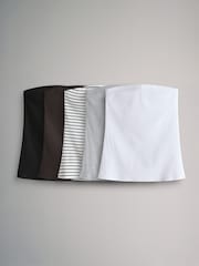 The Set White/Black/Light Grey Marl/Chocolate Brown/Stripe 5 Pack Ribbed Bandeau Tops - Image 1 of 8