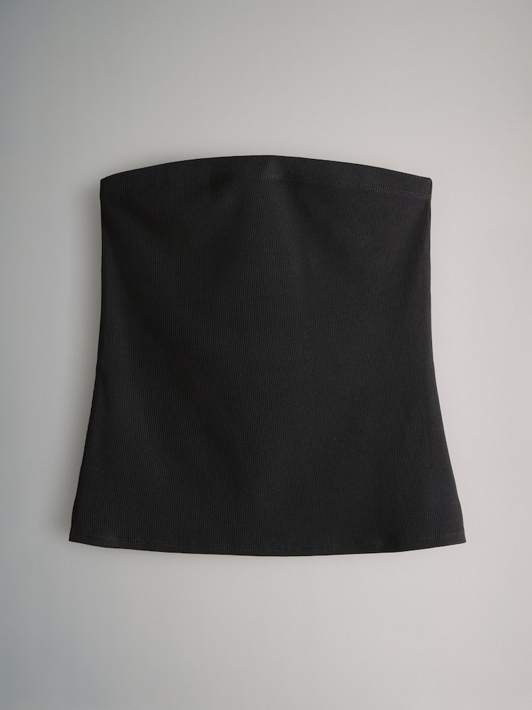 The Set White/Black/Light Grey Marl/Chocolate Brown/Stripe 5 Pack Ribbed Bandeau Tops - Image 2 of 8