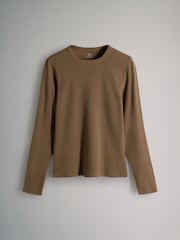 The Set Cream/Navy/Light Blue/Brown/Stripe 5 Pack Ribbed Long Sleeve T-Shirts - Image 3 of 8