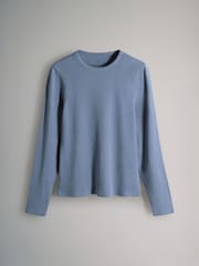 The Set Cream/Navy/Light Blue/Brown/Stripe 5 Pack Ribbed Long Sleeve T-Shirts - Image 4 of 8