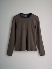 The Set Cream/Navy/Light Blue/Brown/Stripe 5 Pack Ribbed Long Sleeve T-Shirts - Image 5 of 8