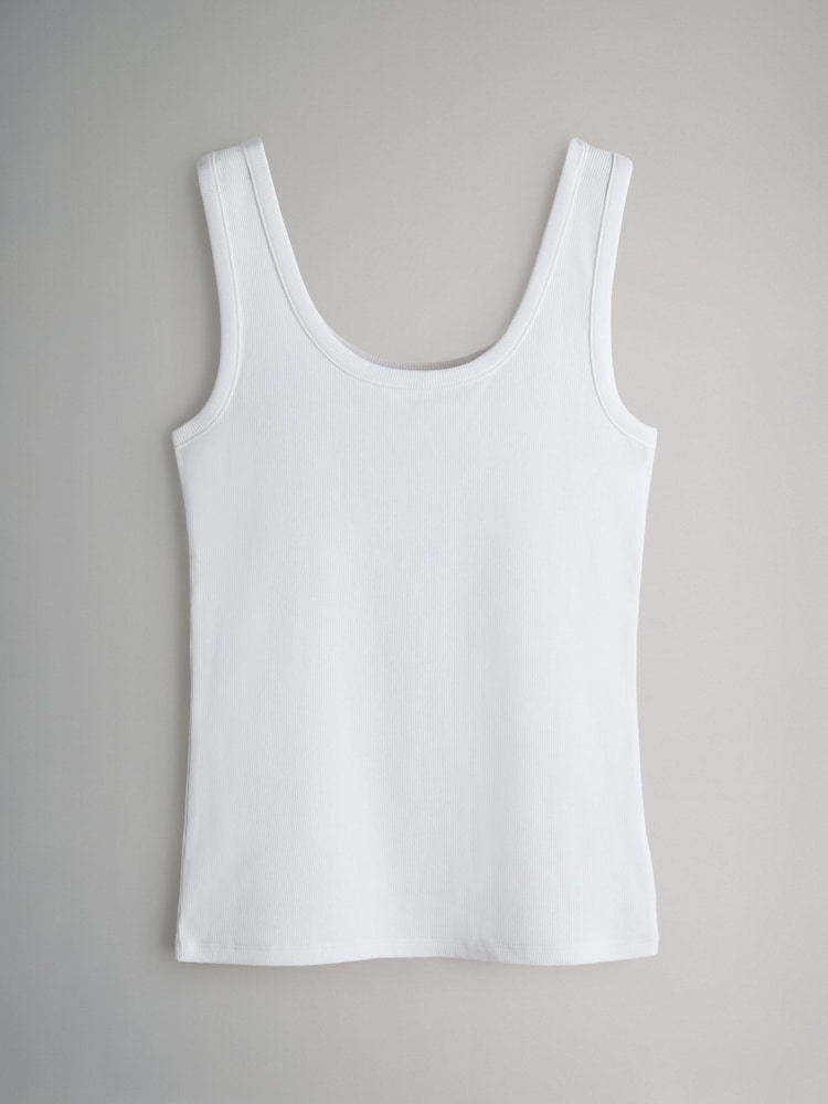 The Set Black/White/Grey Marl/Dusty Pink/Stripe 5 Pack Ribbed Scoop Neck Vests - Image 2 of 8
