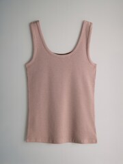 The Set Black/White/Grey Marl/Dusty Pink/Stripe 5 Pack Ribbed Scoop Neck Vests - Image 5 of 8