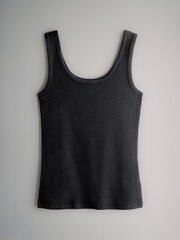 The Set Black/White/Grey Marl/Dusty Pink/Stripe 5 Pack Ribbed Scoop Neck Vests - Image 6 of 8
