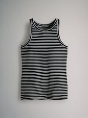 The Set White/Black/Stripe/Charcoal/Light Grey 5 Pack Ribbed Racer Vests - Image 11 of 17