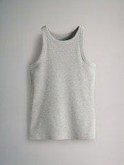 The Set White/Black/Stripe/Charcoal/Light Grey 5 Pack Ribbed Racer Vests - Image 12 of 17