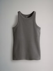 The Set White/Black/Stripe/Charcoal/Light Grey 5 Pack Ribbed Racer Vests - Image 13 of 17