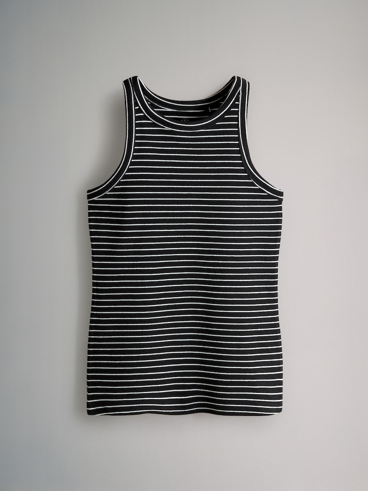 The Set White/Black/Stripe/Charcoal/Light Grey 5 Pack Ribbed Racer Vests - Image 2 of 8 The Set White/Black/Stripe/Charcoal/Light Grey 5 Pack Ribbed Racer Vests - Image 2 of 8
