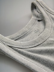 The Set White/Black/Stripe/Charcoal/Light Grey 5 Pack Ribbed Racer Vests - Image 8 of 8