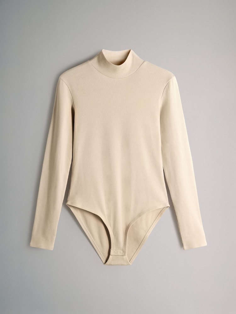 The Set Navy Blue/Chocolate Brown/Cream 3 Pack Long Sleeve Ribbed High Neck Bodysuits - Image 2 of 6