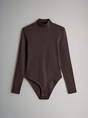 The Set Navy Blue/Chocolate Brown/Cream 3 Pack Long Sleeve Ribbed High Neck Bodysuits - Image 3 of 6
