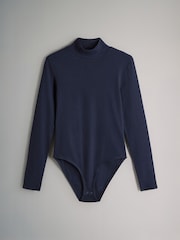 The Set Navy Blue/Chocolate Brown/Cream 3 Pack Long Sleeve Ribbed High Neck Bodysuits - Image 4 of 6